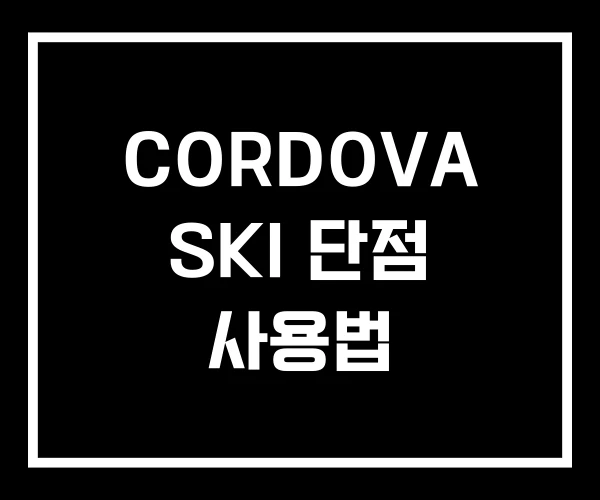 CORDOVA SKI 단점 사용법