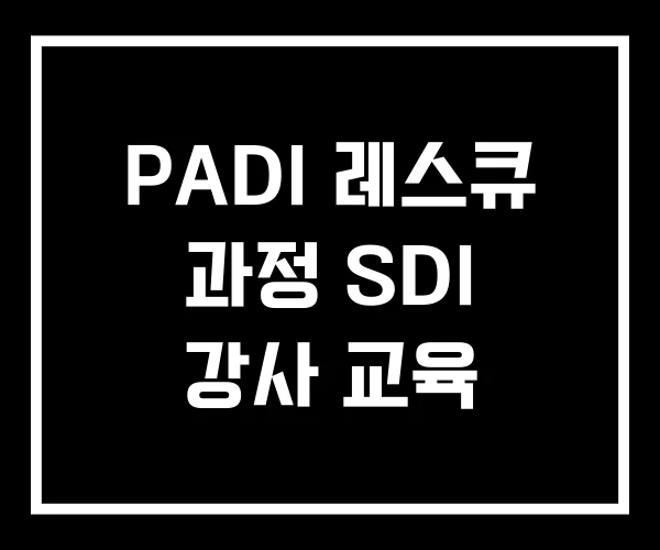 PADI 레스큐 과정 SDI 강사 교육