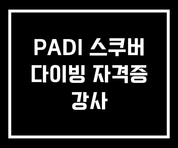 PADI 스쿠버 다이빙 자격증 강사 PADI 스쿠버 다이빙 자격증 강사