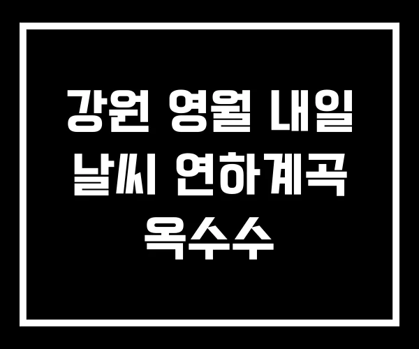 강원 영월 내일 날씨 연하계곡 옥수수