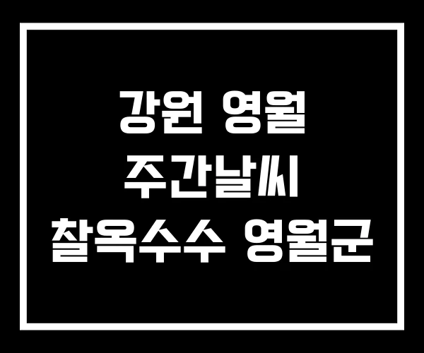 강원 영월 주간날씨 찰옥수수 영월군