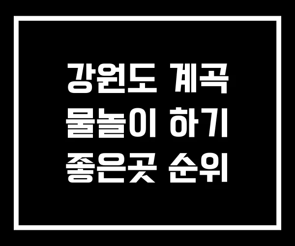 강원도 계곡 물놀이 하기 좋은곳 순위 강원도 계곡 물놀이 하기 좋은곳 순위