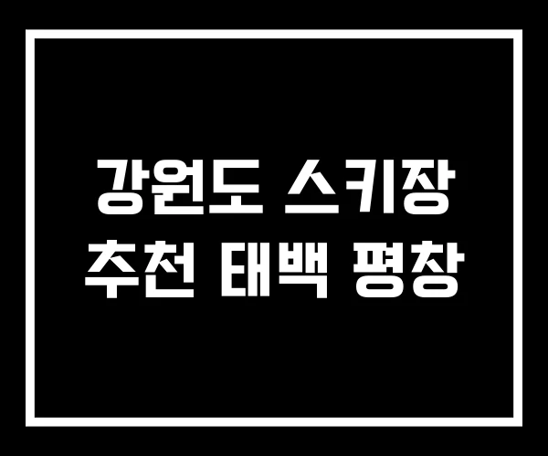 강원도 스키장 추천 태백 평창 강원도 스키장 추천 태백 평창