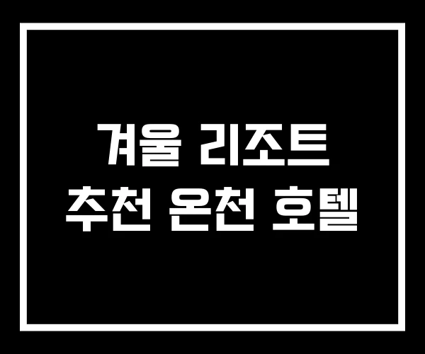 겨울 리조트 추천 온천 호텔