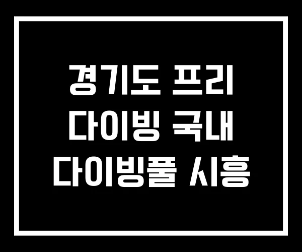 경기도 프리 다이빙 국내 다이빙풀 시흥