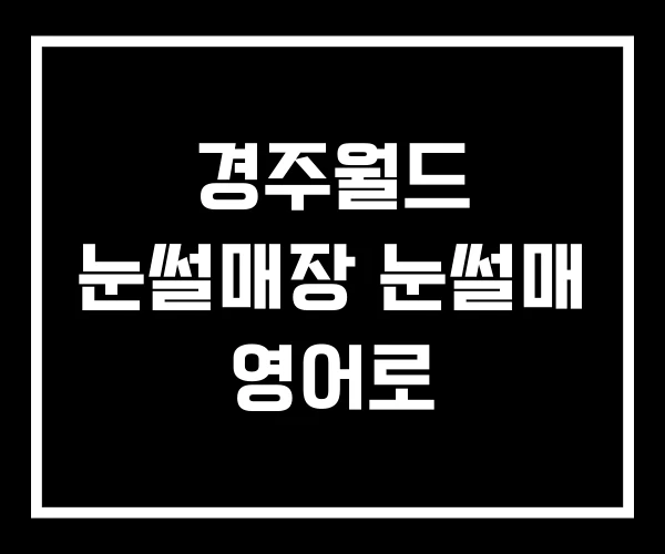 경주월드 눈썰매장 눈썰매 영어로