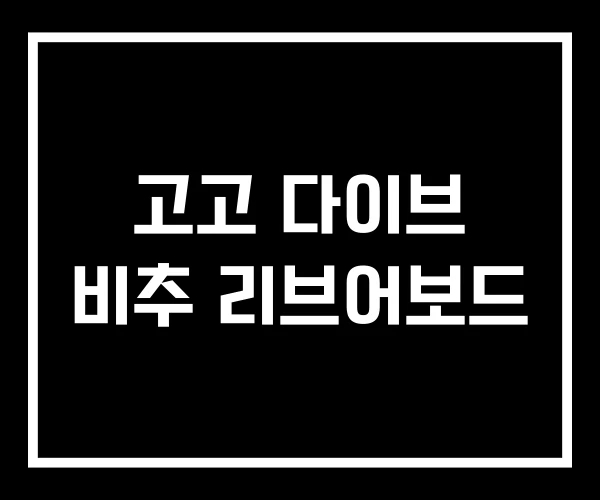 고고 다이브 비추 리브어보드