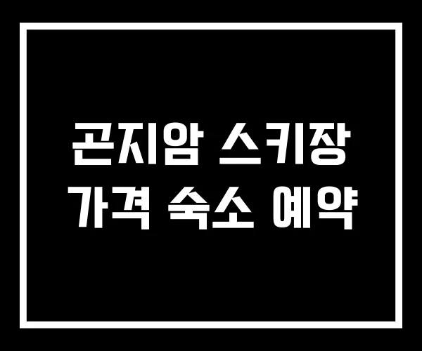 곤지암 스키장 가격 숙소 예약
