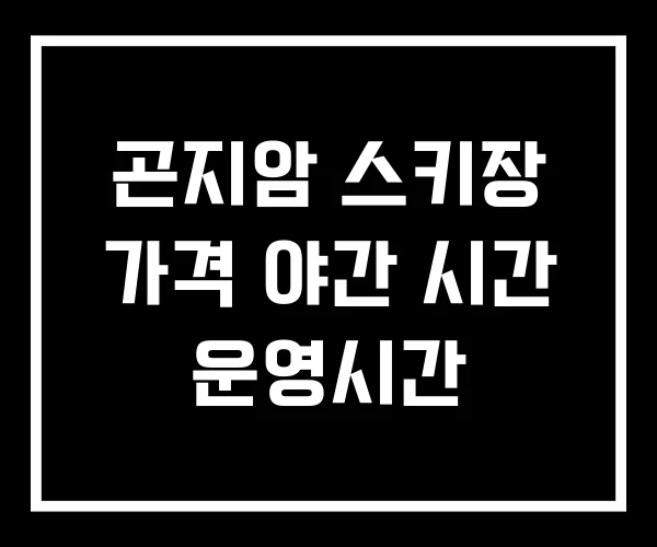 곤지암 스키장 가격 야간 시간 운영시간