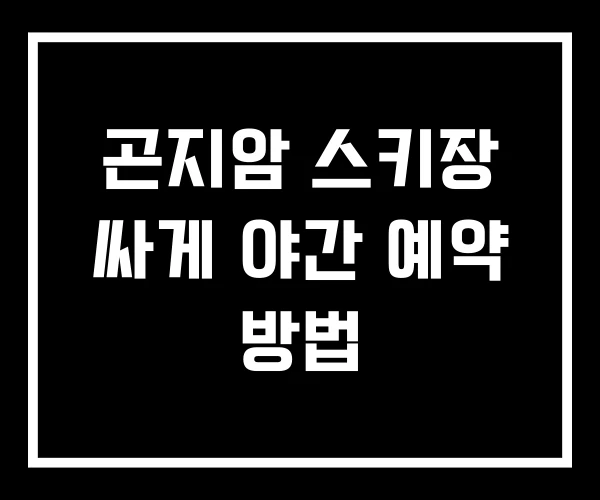 곤지암 스키장 싸게 야간 예약 방법