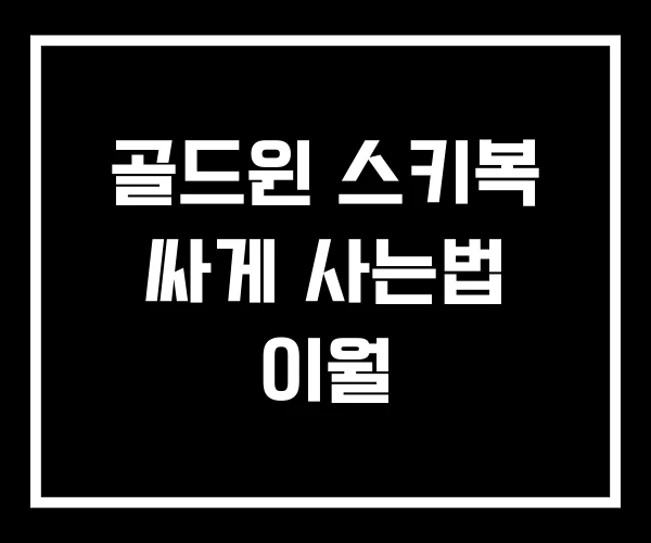 골드윈 스키복 싸게 사는법 이월