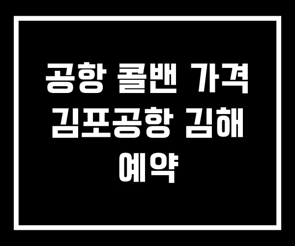 공항 콜밴 가격 김포공항 김해 예약