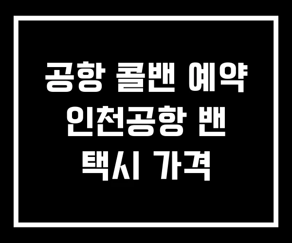 공항 콜밴 예약 인천공항 밴 택시 가격