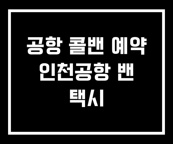 공항 콜밴 예약 인천공항 밴 택시 공항 콜밴 예약 인천공항 밴 택시