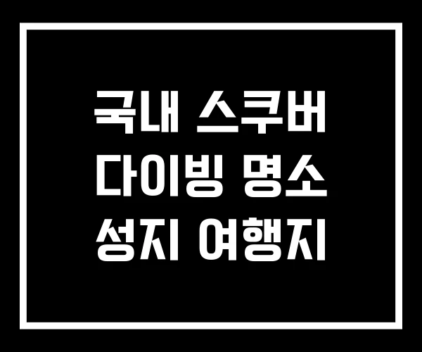 국내 스쿠버 다이빙 명소 성지 여행지