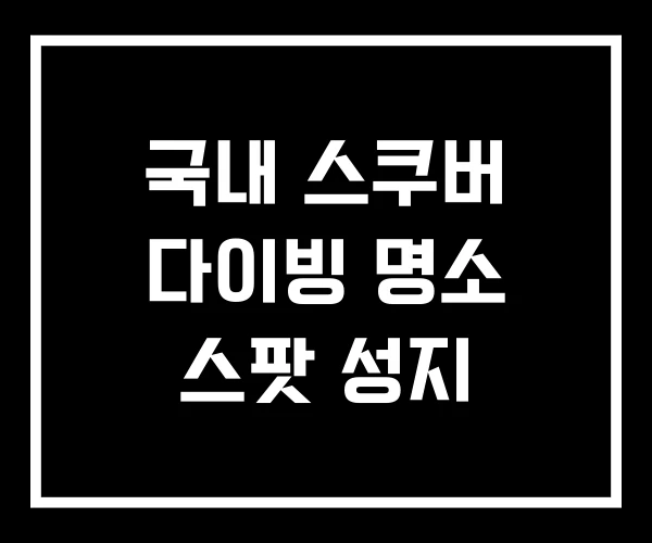 국내 스쿠버 다이빙 명소 스팟 성지