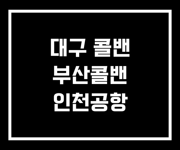 대구 콜밴 부산콜밴 인천공항
