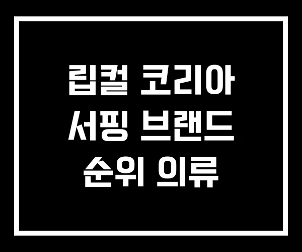 립컬 코리아 서핑 브랜드 순위 의류