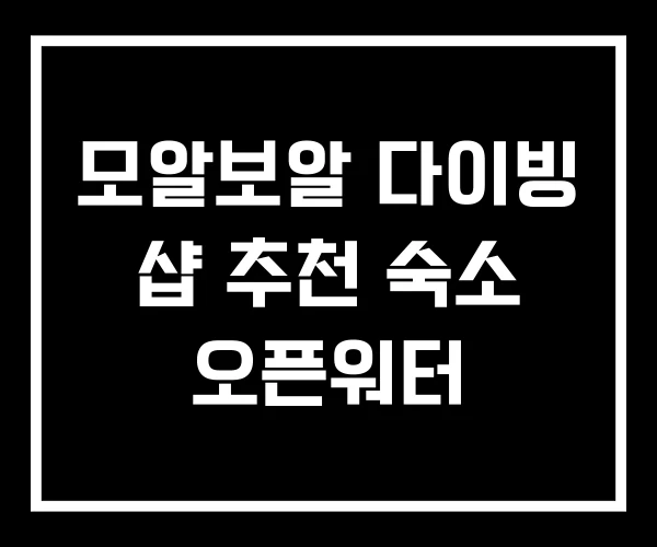 모알보알 다이빙 샵 추천 숙소 오픈워터
