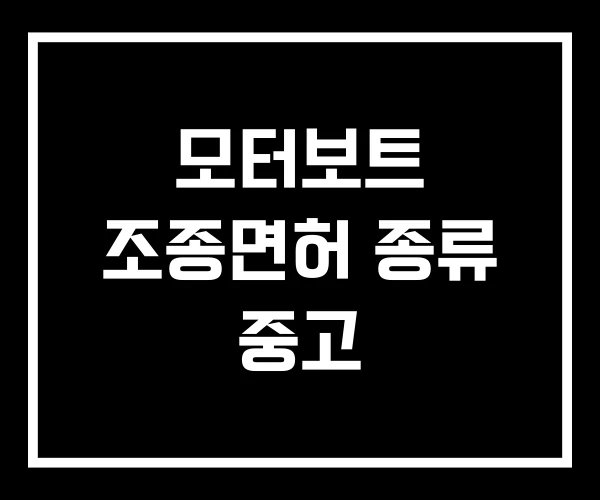 모터보트 조종면허 종류 중고