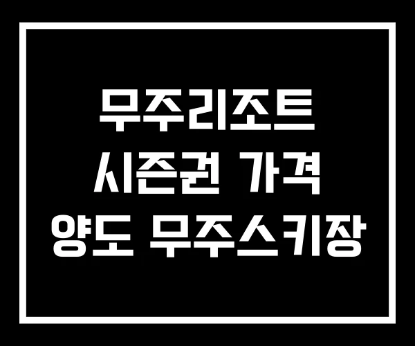 무주리조트 시즌권 가격 양도 무주스키장