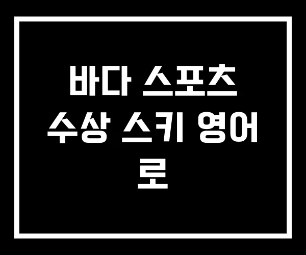 바다 스포츠 수상 스키 영어 로