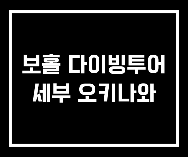 보홀 다이빙투어 세부 오키나와