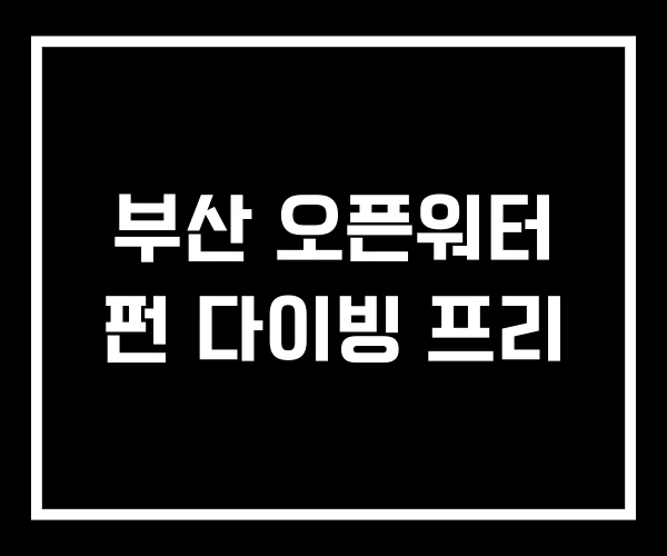 부산 오픈워터 펀 다이빙 프리