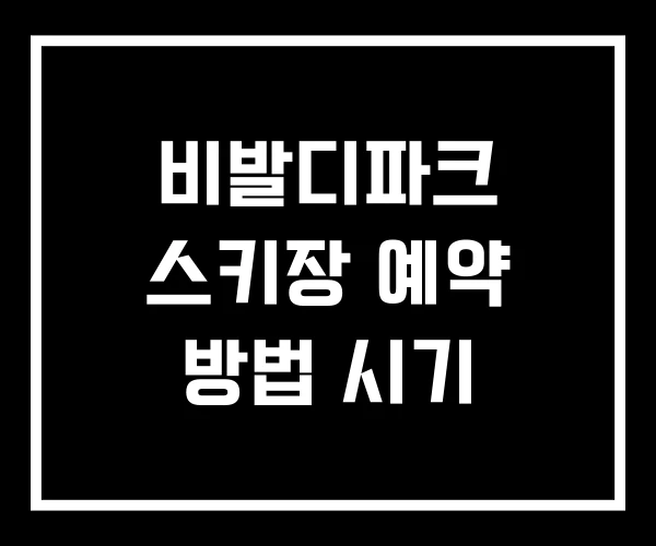비발디파크 스키장 예약 방법 시기