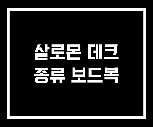 살로몬 데크 종류 보드복