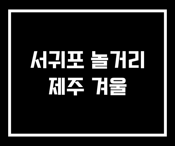서귀포 놀거리 제주 겨울