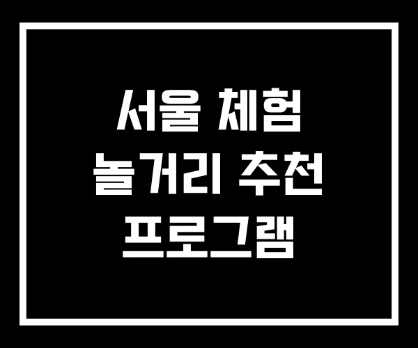 서울 체험 놀거리 추천 프로그램