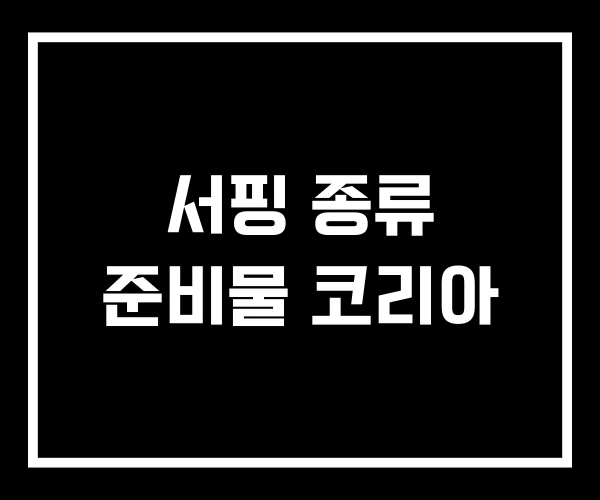 서핑 종류 준비물 코리아