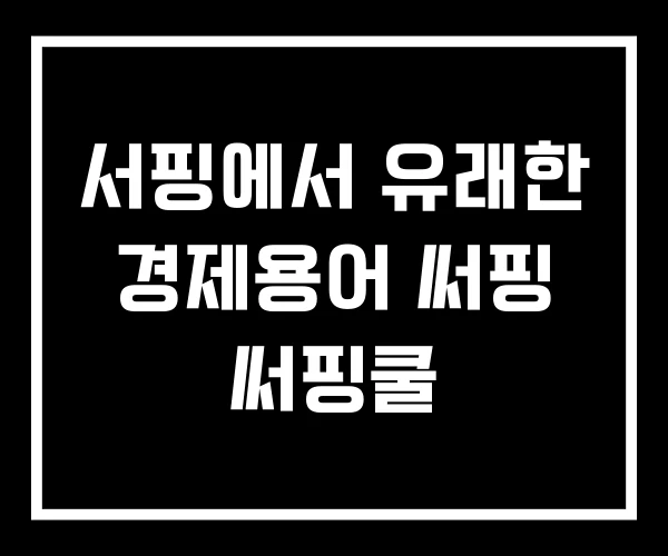 서핑에서 유래한 경제용어 써핑 써핑쿨