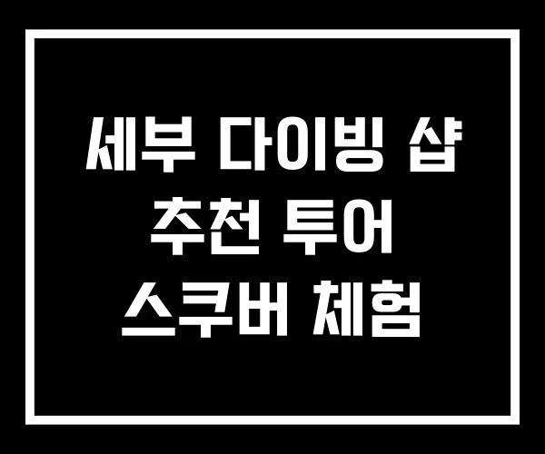 세부 다이빙 샵 추천 투어 스쿠버 체험
