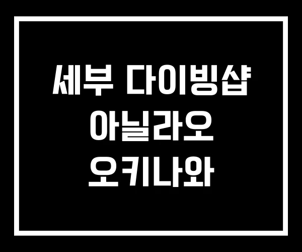 세부 다이빙샵 아닐라오 오키나와