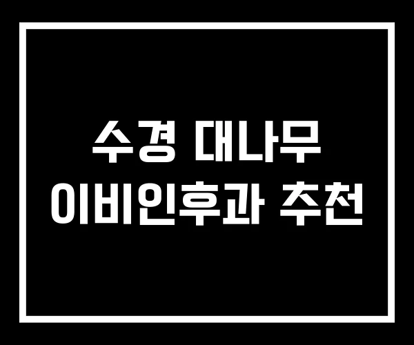 수경 대나무 이비인후과 추천