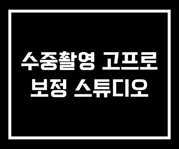 수중촬영 고프로 보정 스튜디오