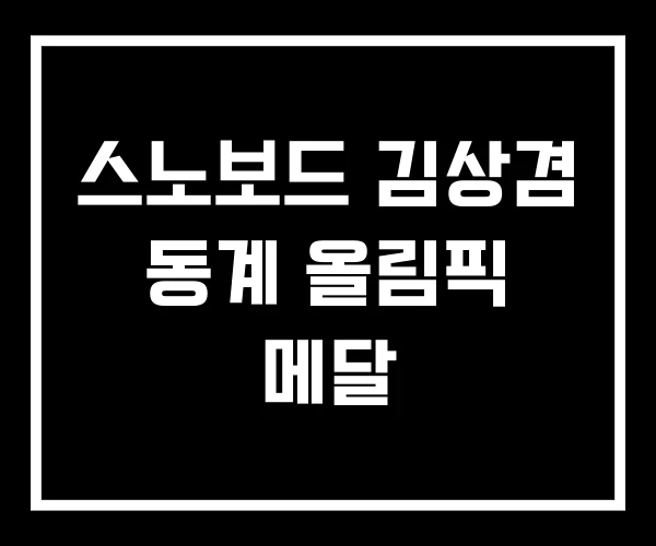 스노보드 김상겸 동계 올림픽 메달