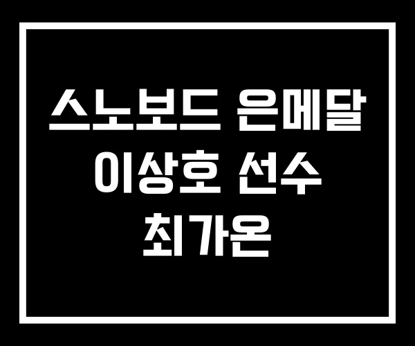 스노보드 은메달 이상호 선수 최가온