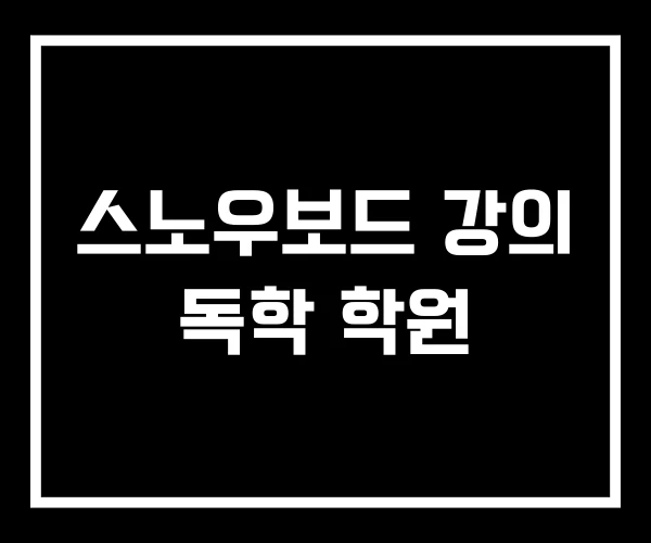 스노우보드 강의 독학 학원