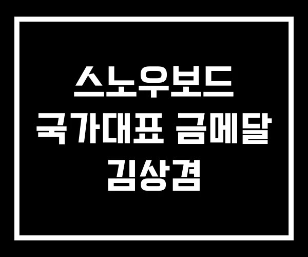 스노우보드 국가대표 금메달 김상겸