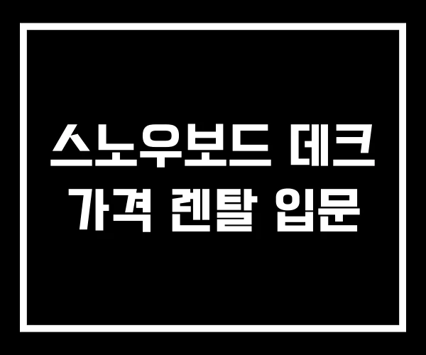 스노우보드 데크 가격 렌탈 입문