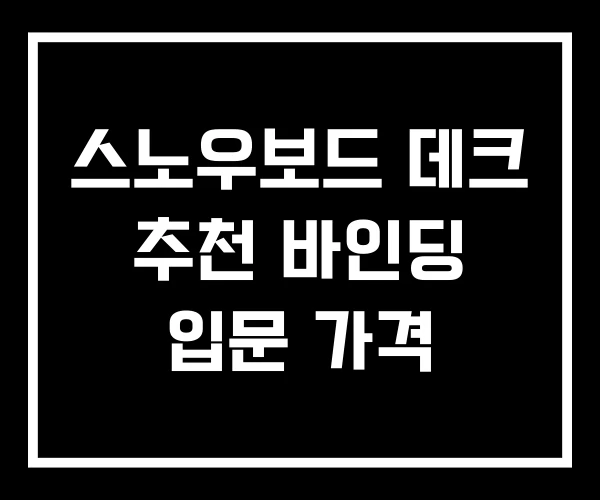스노우보드 데크 추천 바인딩 입문 가격