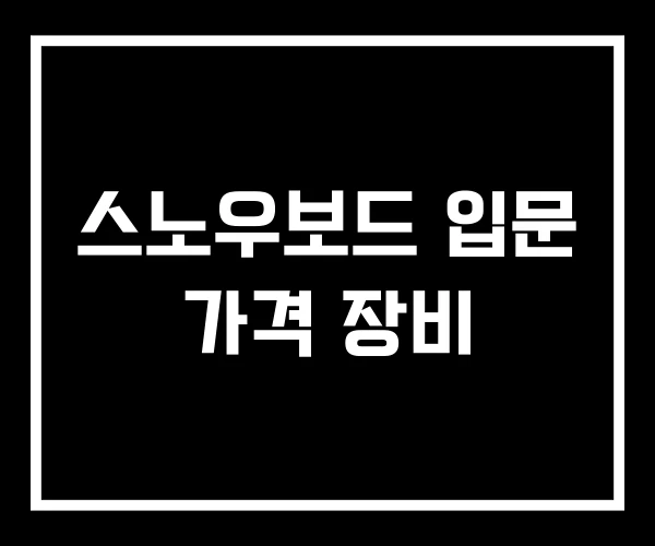 스노우보드 입문 가격 장비
