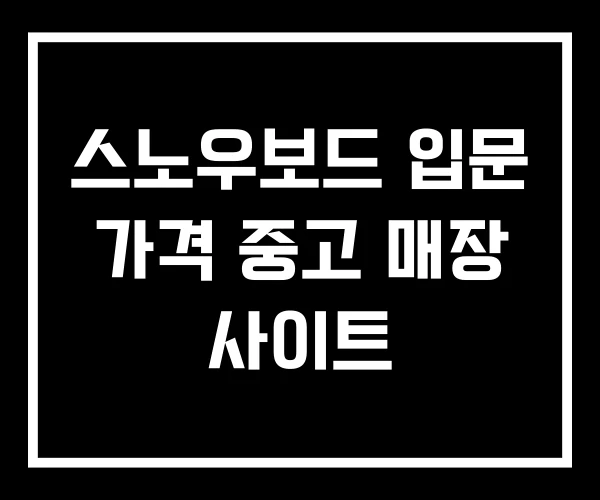 스노우보드 입문 가격 중고 매장 사이트