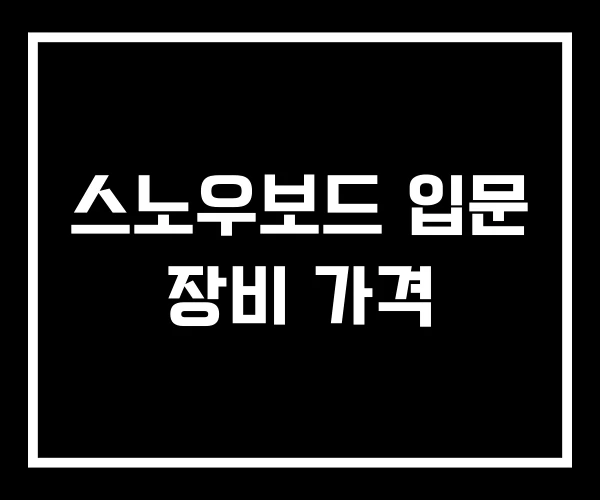 스노우보드 입문 장비 가격