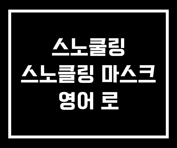 스노쿨링 스노클링 마스크 영어 로