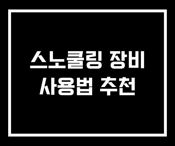 스노쿨링 장비 사용법 추천