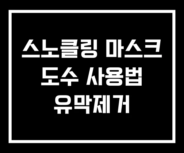 스노클링 마스크 도수 사용법 유막제거